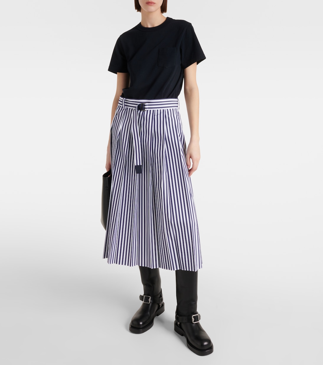 Pleated cotton poplin midi dress | Sacai