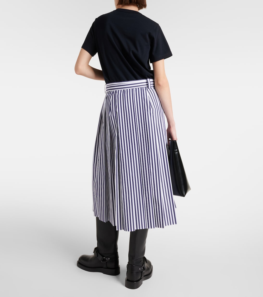 Pleated cotton poplin midi dress | Sacai
