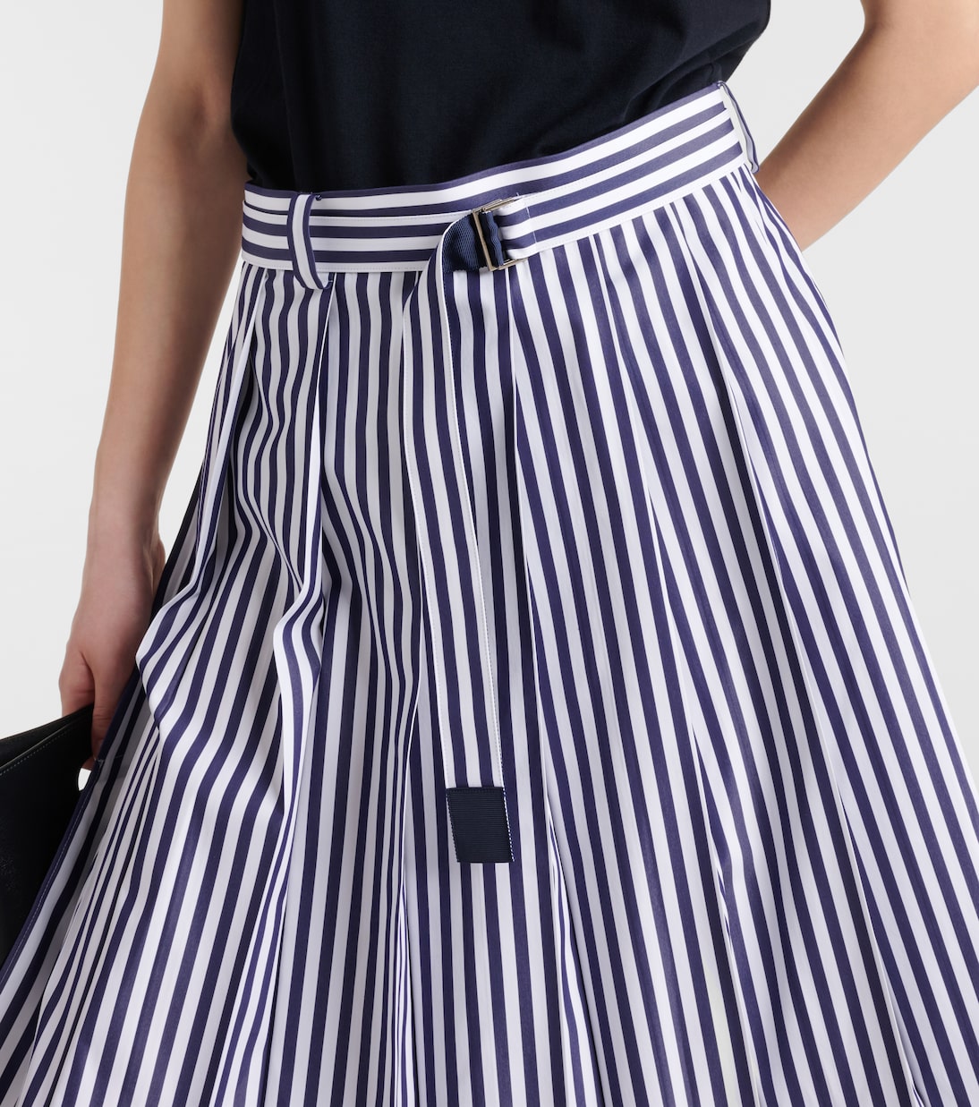 Pleated cotton poplin midi dress | Sacai