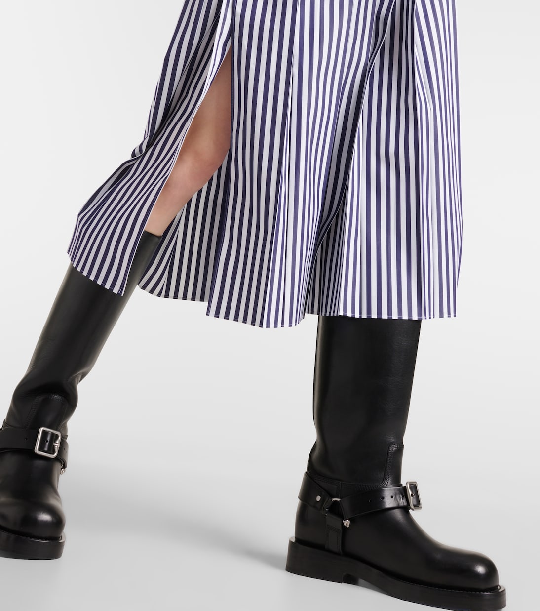 Pleated cotton poplin midi dress | Sacai
