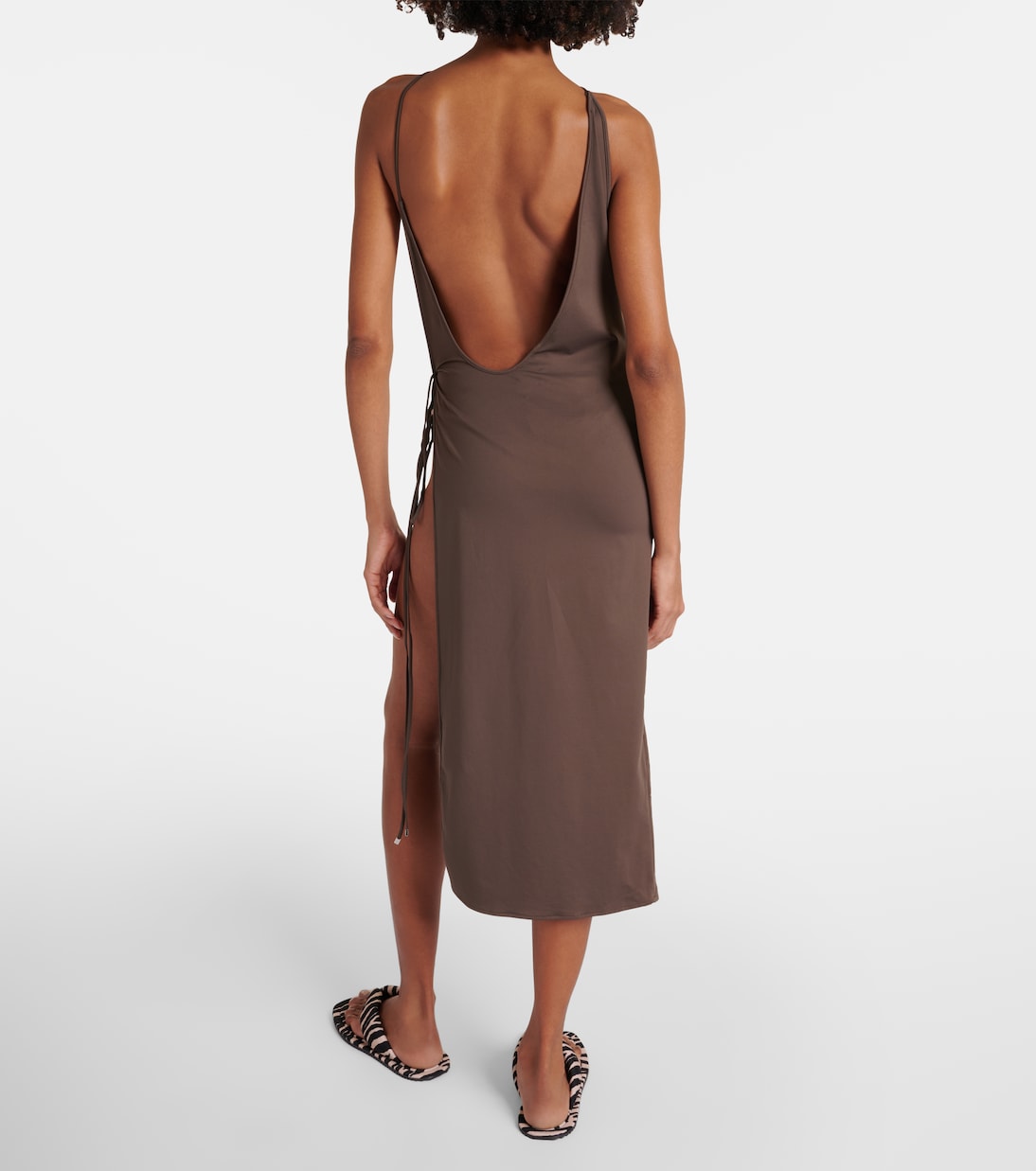 Robe midi froncée fendue sur le côté | The Attico