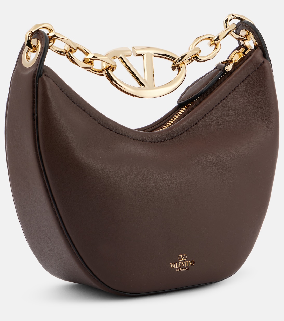 VLogo Moon Mini leather shoulder bag in brown Valentino Garavani Mytheresa