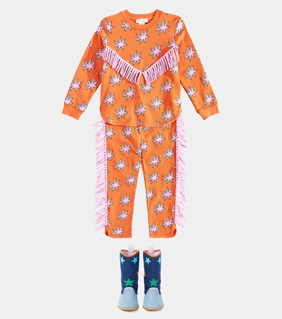 Pantaloni sportivi in cotone con frange | Stella McCartney Kids