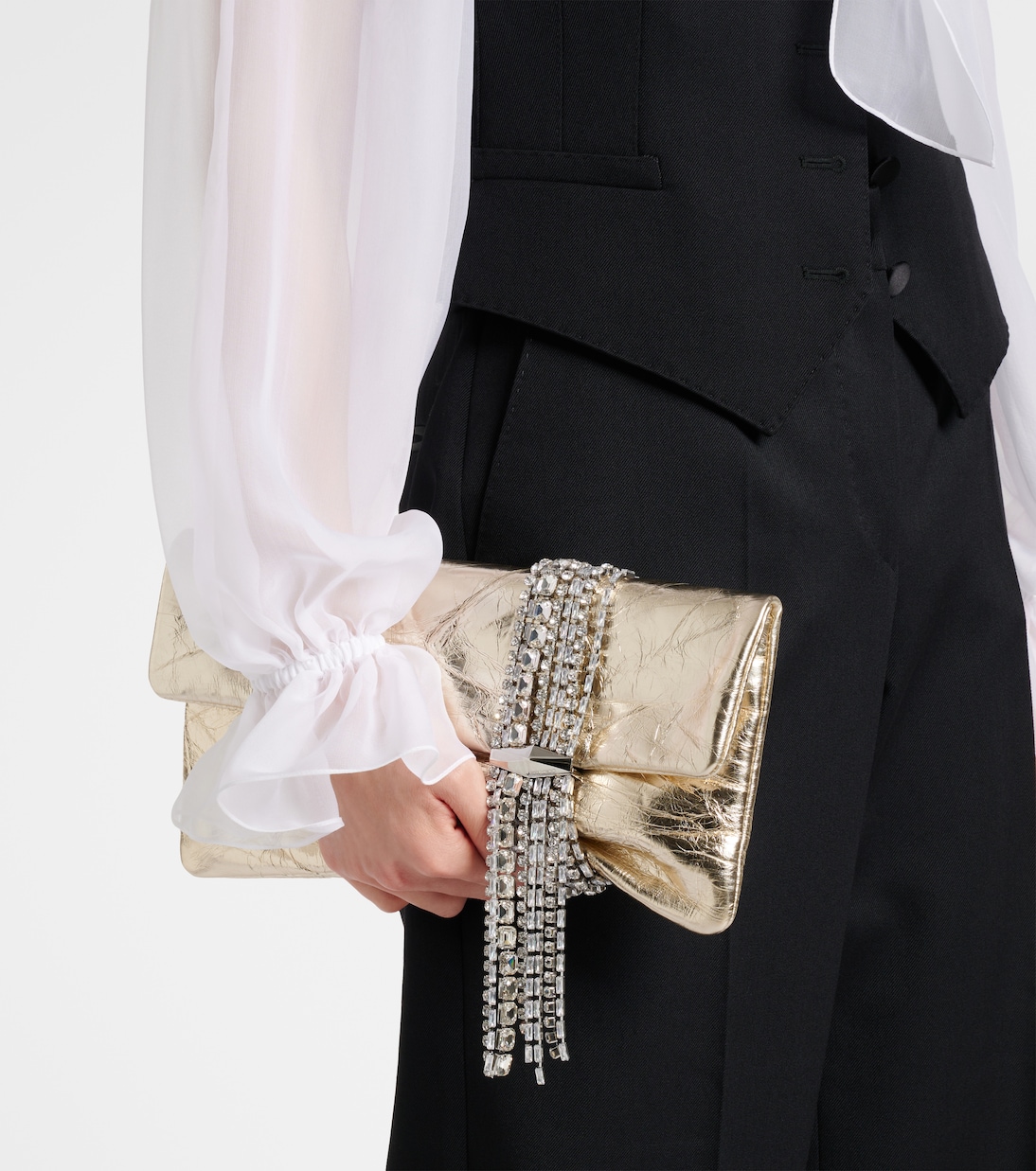 Clutch Zandra in pelle metallizzata | Jimmy Choo