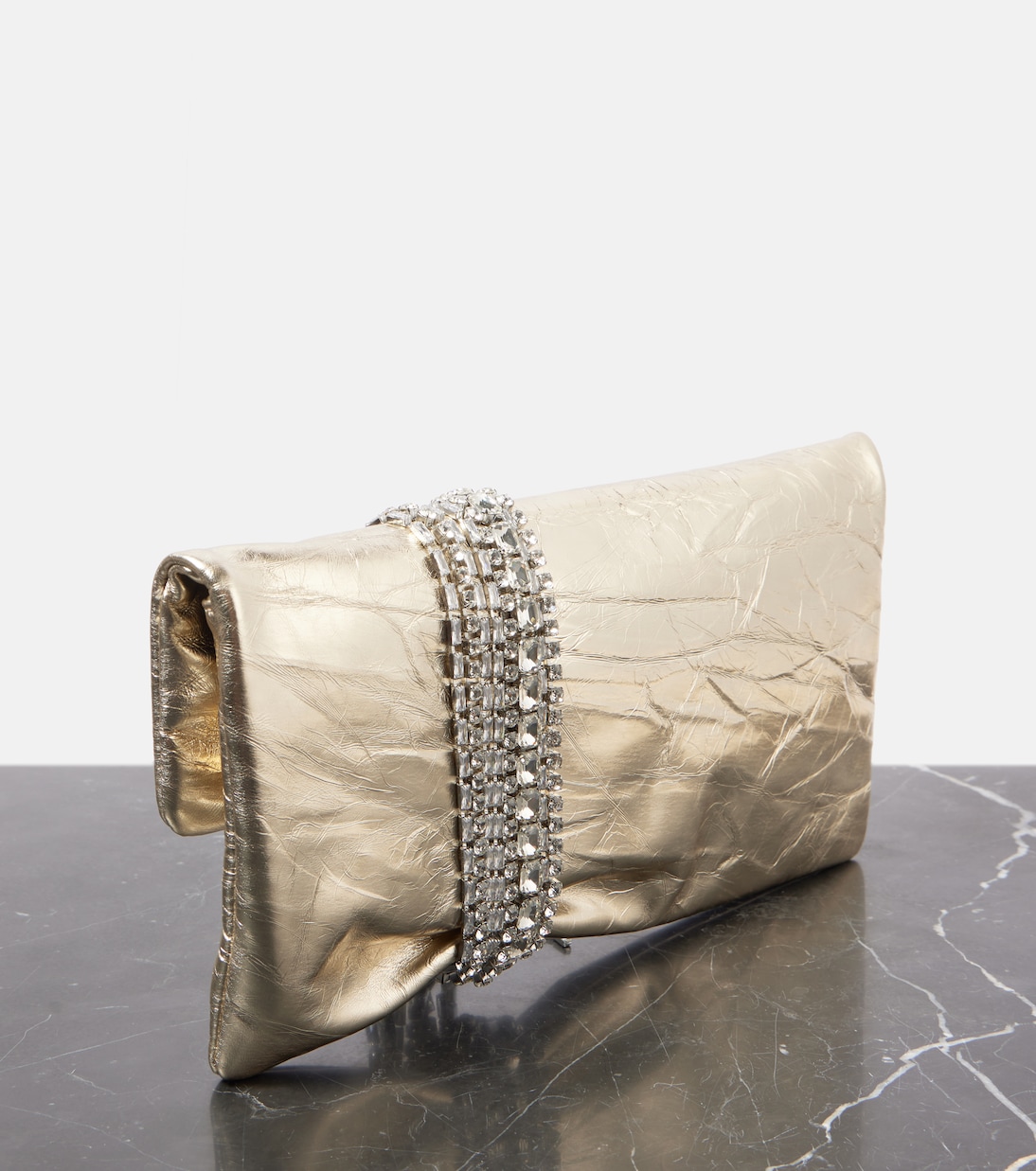 Clutch Zandra in pelle metallizzata | Jimmy Choo