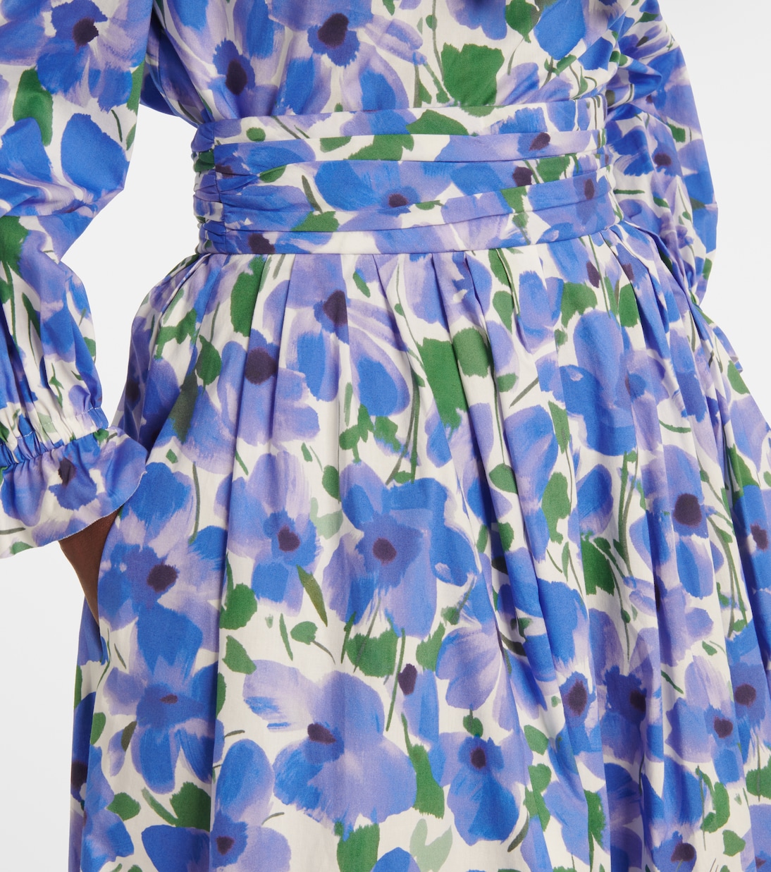 Jupe midi en coton mélangé à fleurs | Carolina Herrera