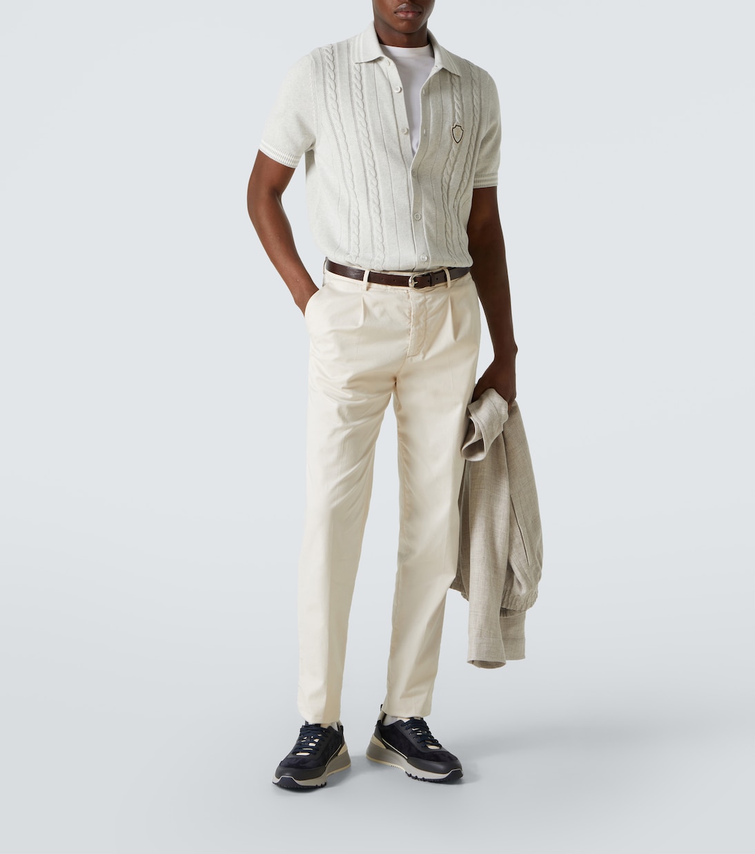 Sneakers in suede con pelle | Brunello Cucinelli