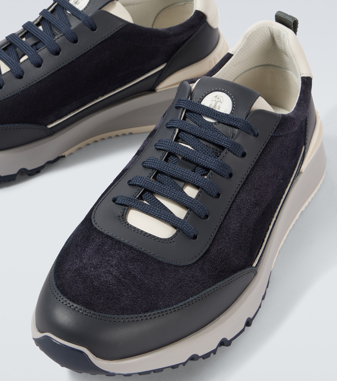 Sneakers in suede con pelle | Brunello Cucinelli