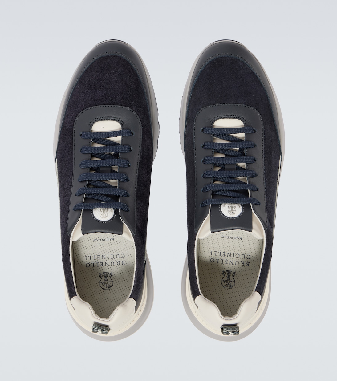 Sneakers in suede con pelle | Brunello Cucinelli