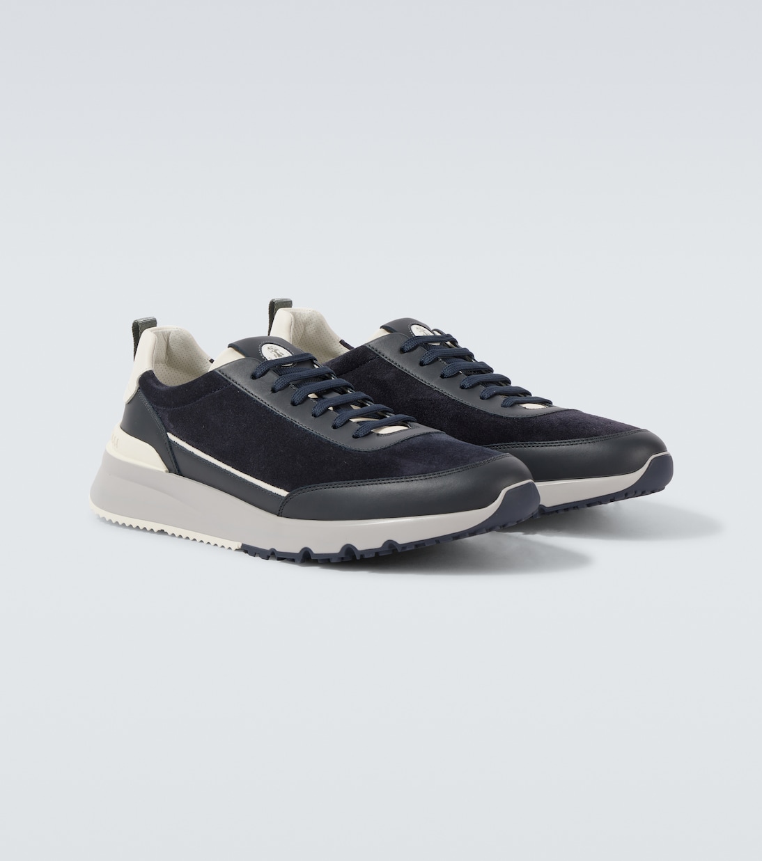 Sneakers in suede con pelle | Brunello Cucinelli
