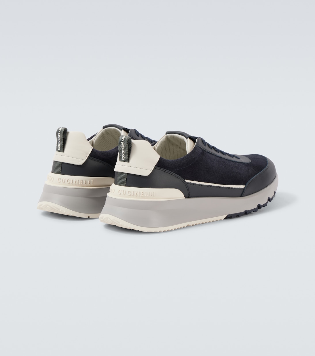 Sneakers in suede con pelle | Brunello Cucinelli