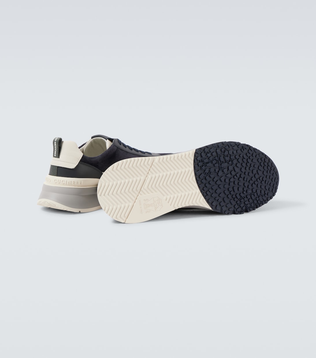 Sneakers in suede con pelle | Brunello Cucinelli