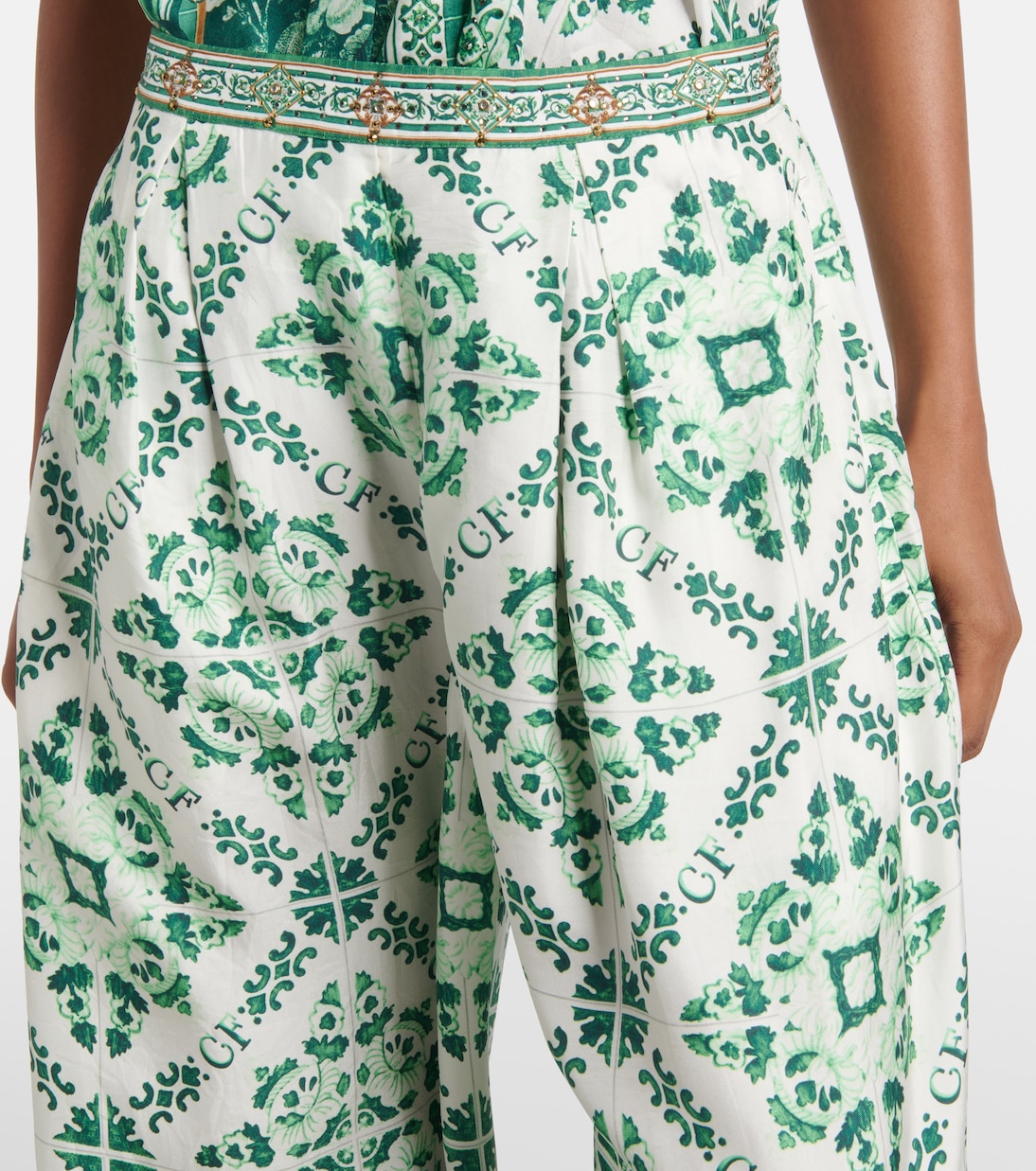 Pantaloni a palazzo in seta stampata | Camilla
