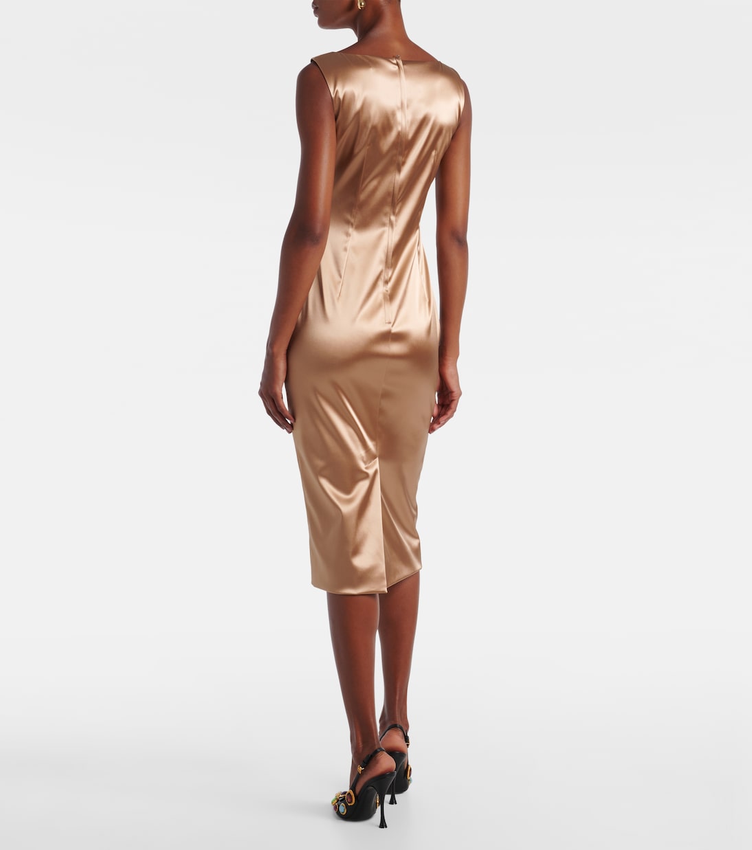 Pleated satin midi dress | Dolce&Gabbana