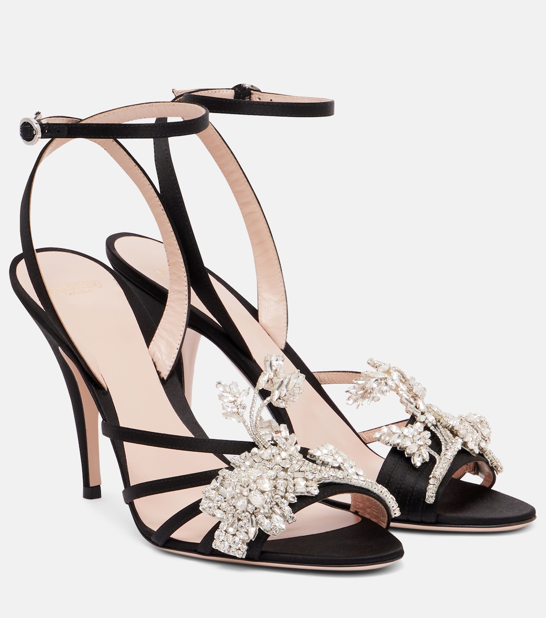 Sandales Ladycrush 100 en satin à ornements | Valentino Garavani