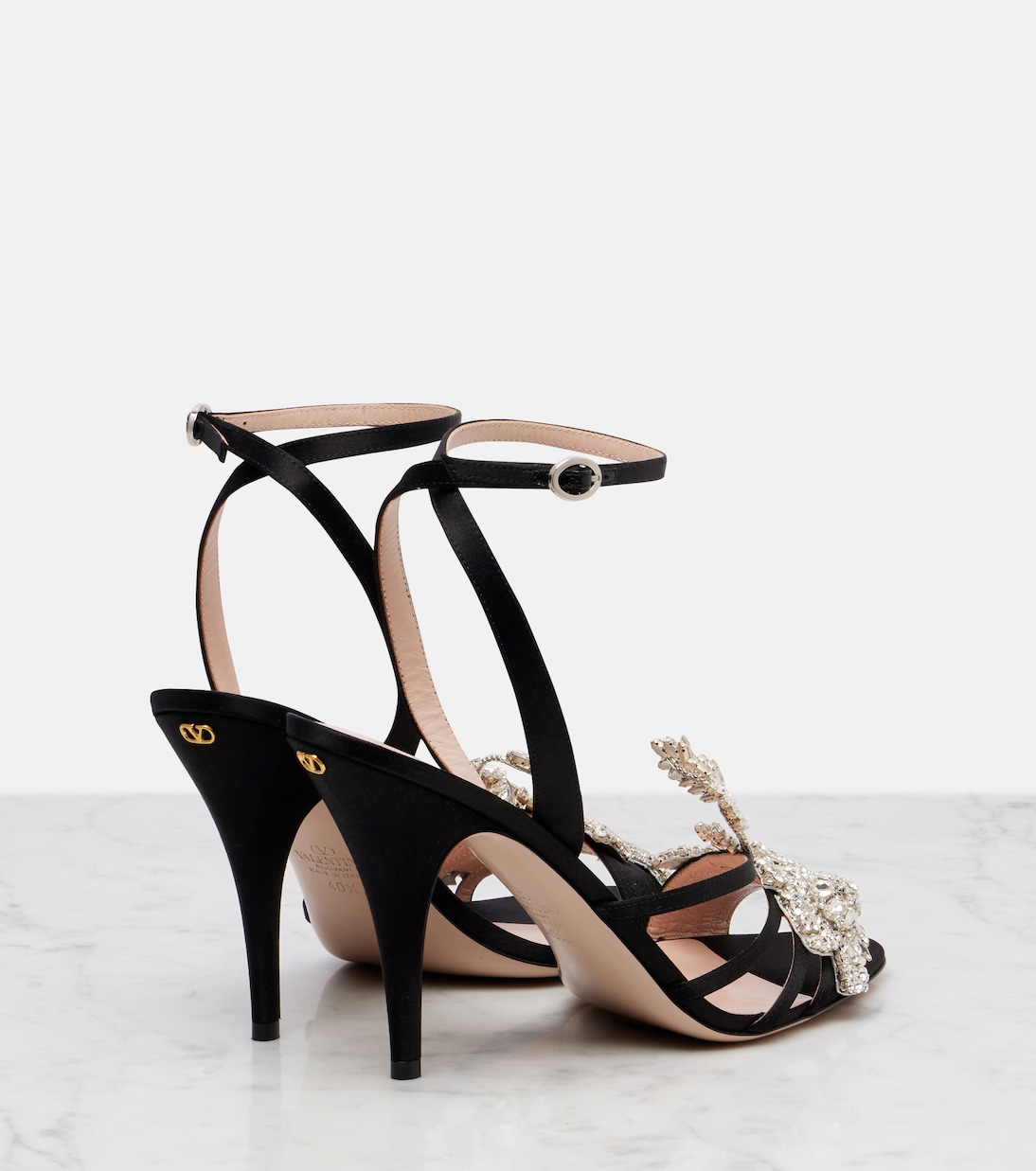 Sandales Ladycrush 100 en satin à ornements | Valentino Garavani