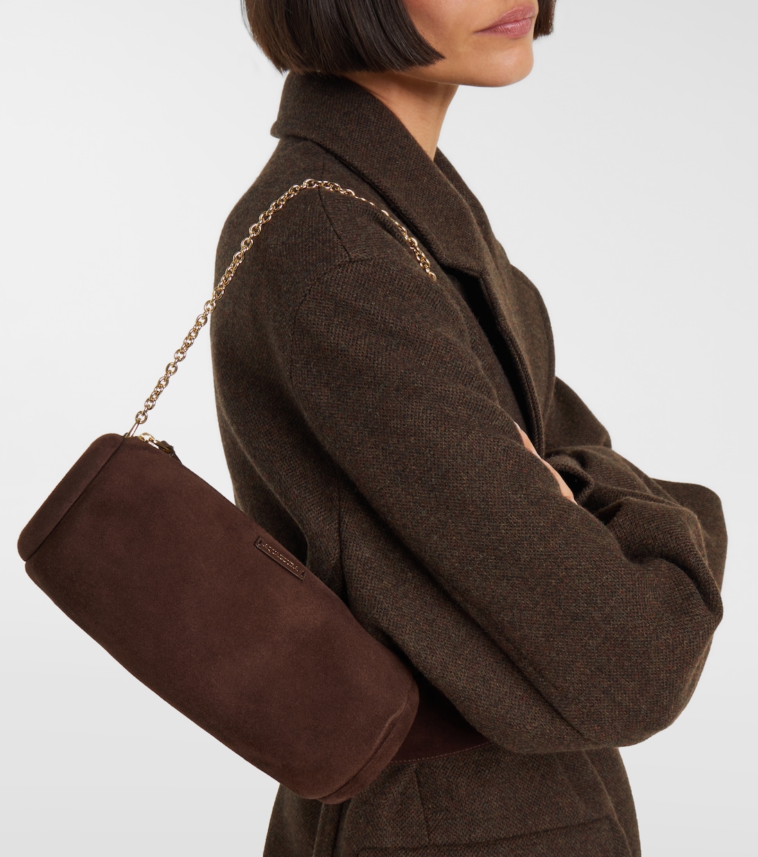 Schultertasche Hoop Mini aus Veloursleder | Aquazzura