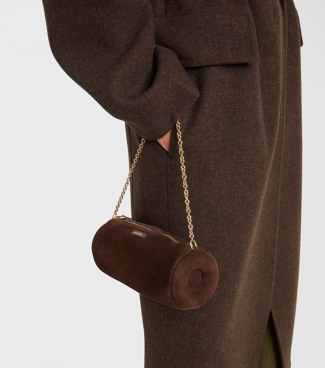 Schultertasche Hoop Mini aus Veloursleder | Aquazzura