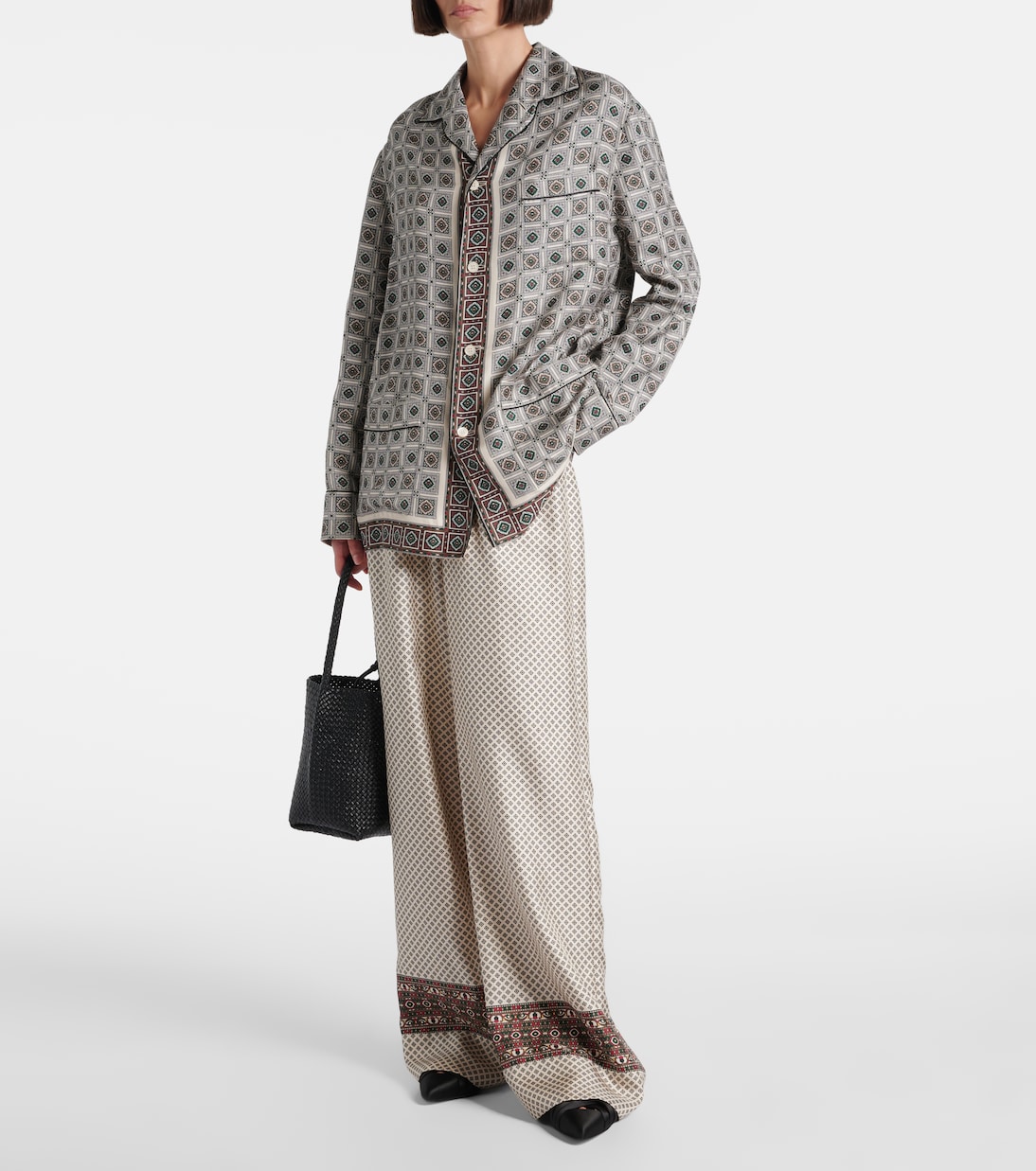 Valerio printed silk twill wide-leg pants | Loro Piana