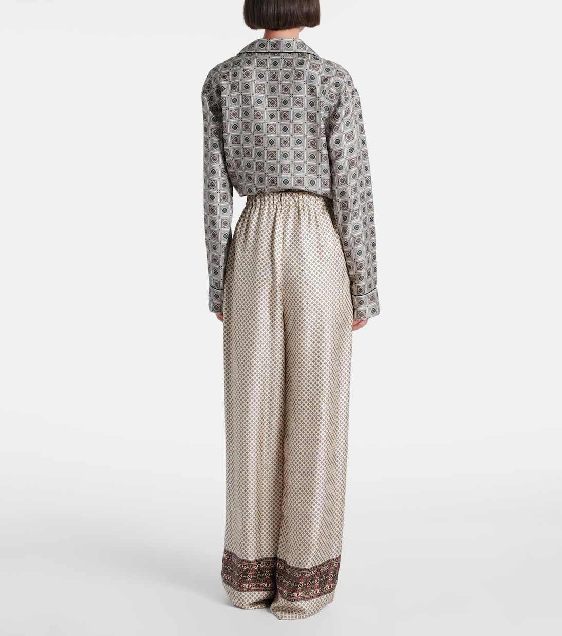 Valerio printed silk twill wide-leg pants | Loro Piana
