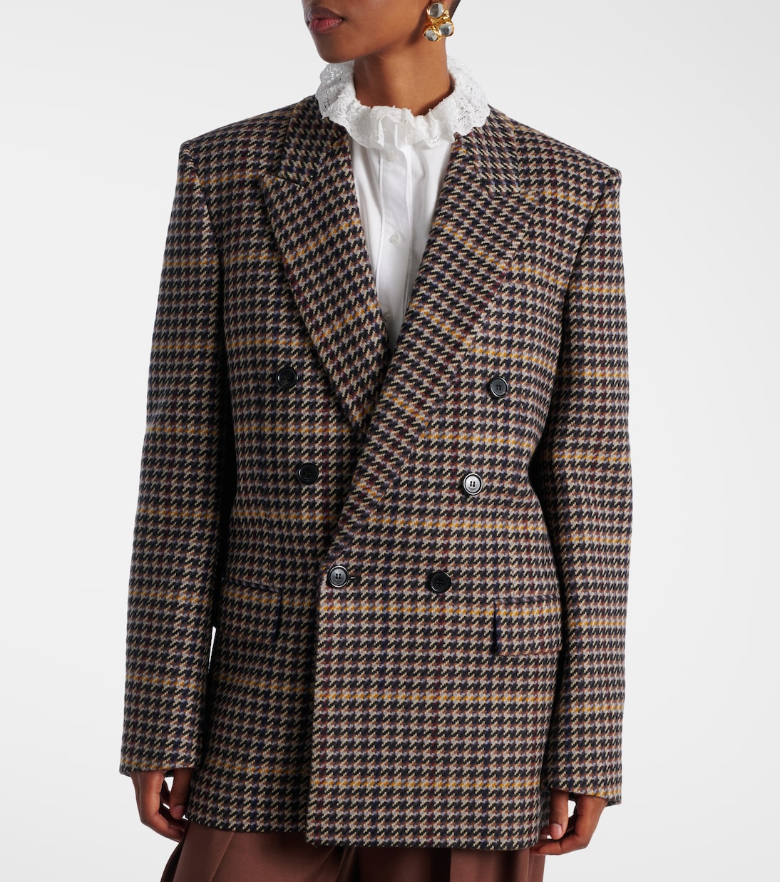 Checked double-breasted wool blazer | Saint Laurent
