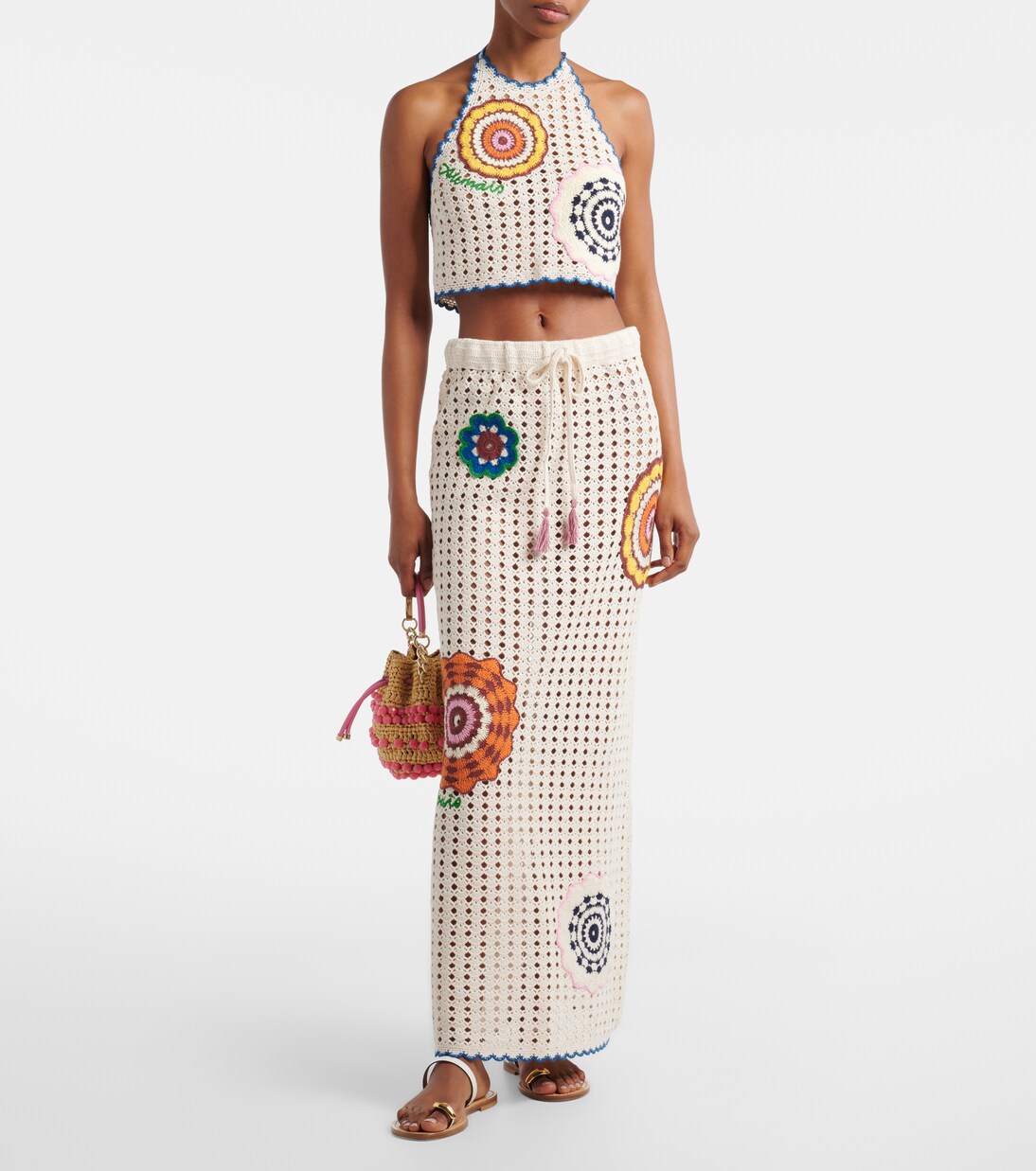 Elma crochet embroidered cotton crop top | Alémais