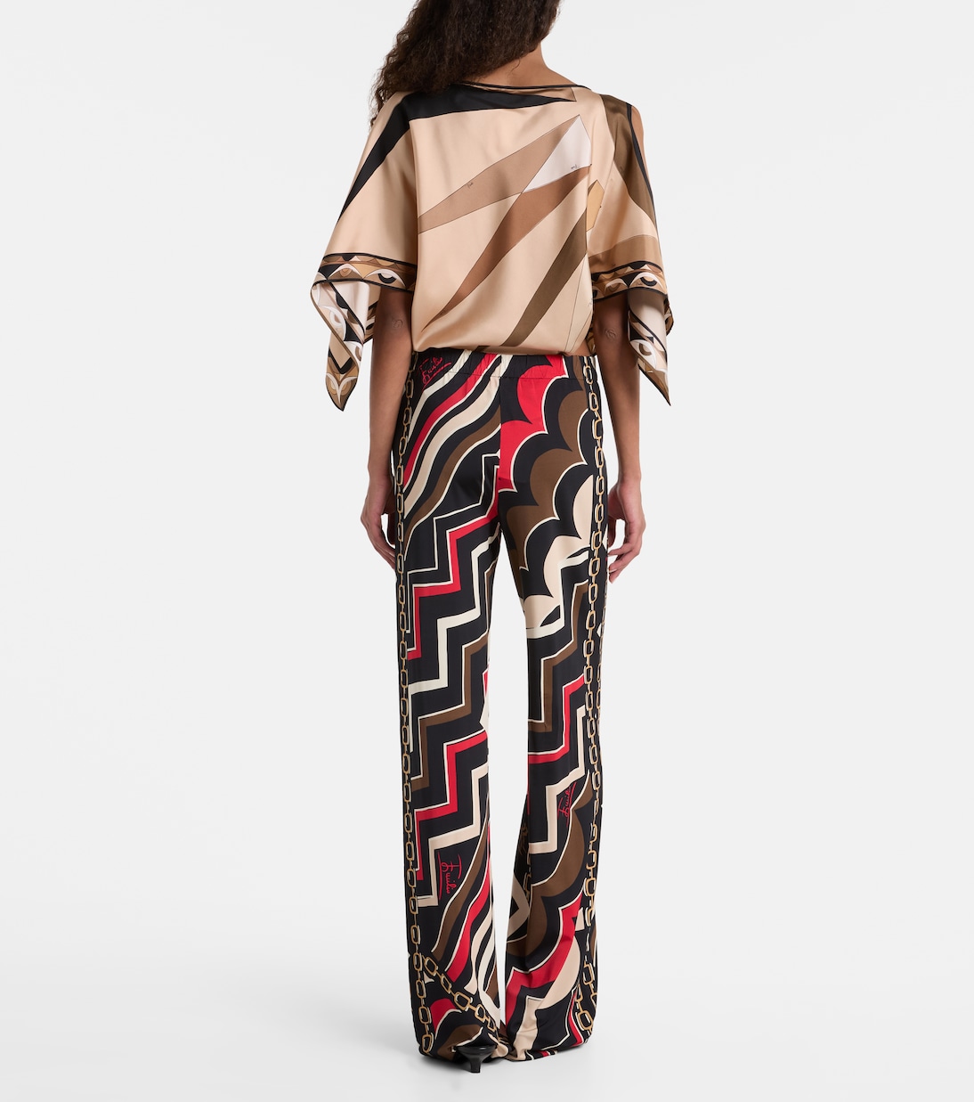 Printed jersey satin straight pants | Pucci
