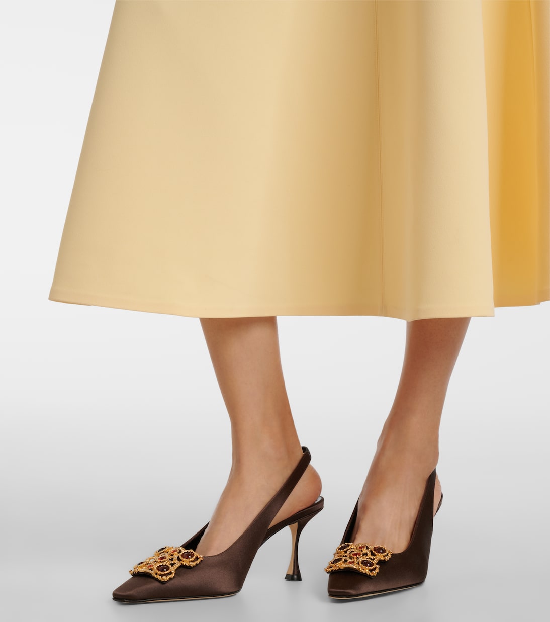 Cupida 70 embellished satin slingback pumps | Manolo Blahnik