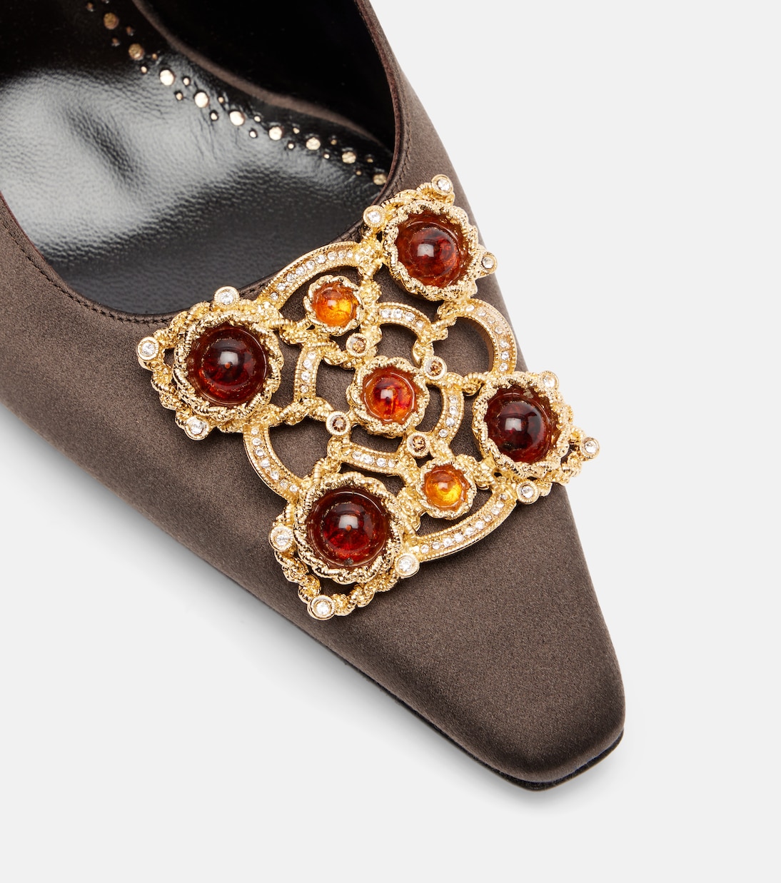 Cupida 70 embellished satin slingback pumps | Manolo Blahnik