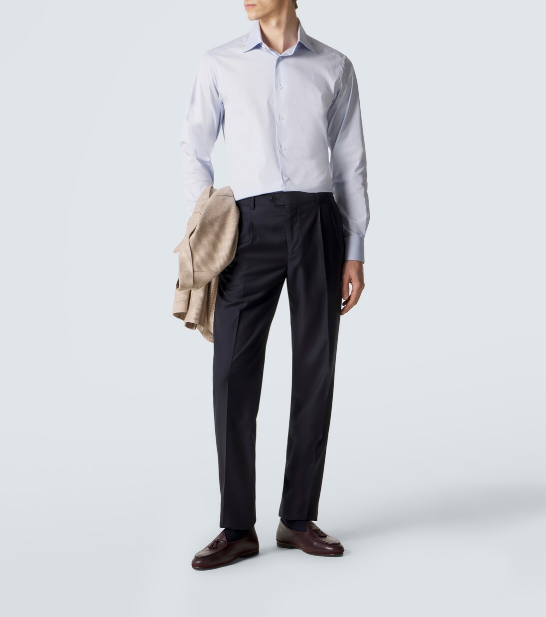 Pleated virgin wool straight pants | Rubinacci