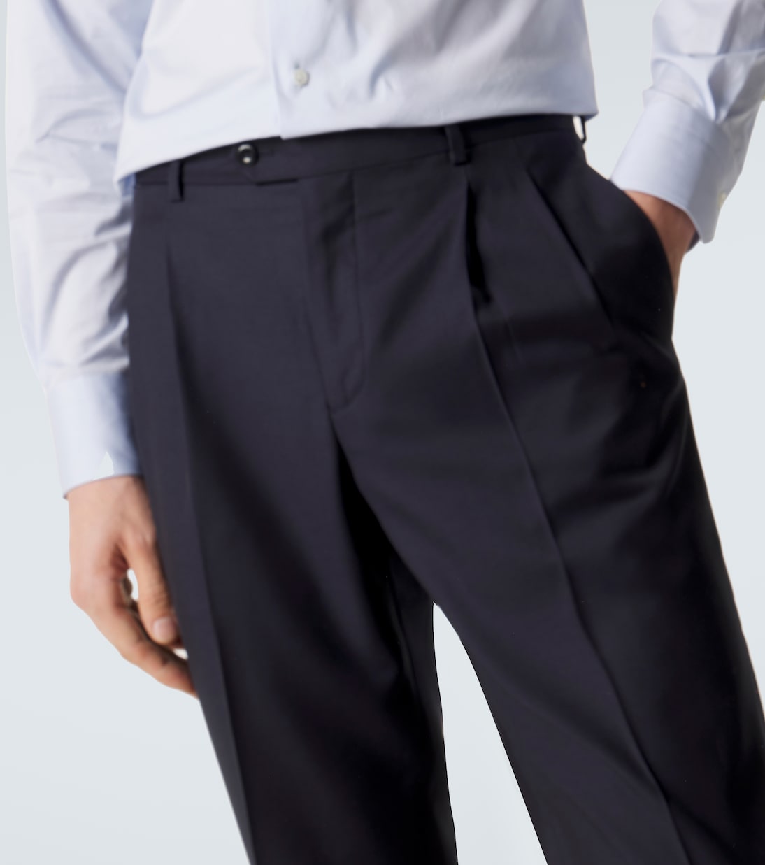 Pleated virgin wool straight pants | Rubinacci
