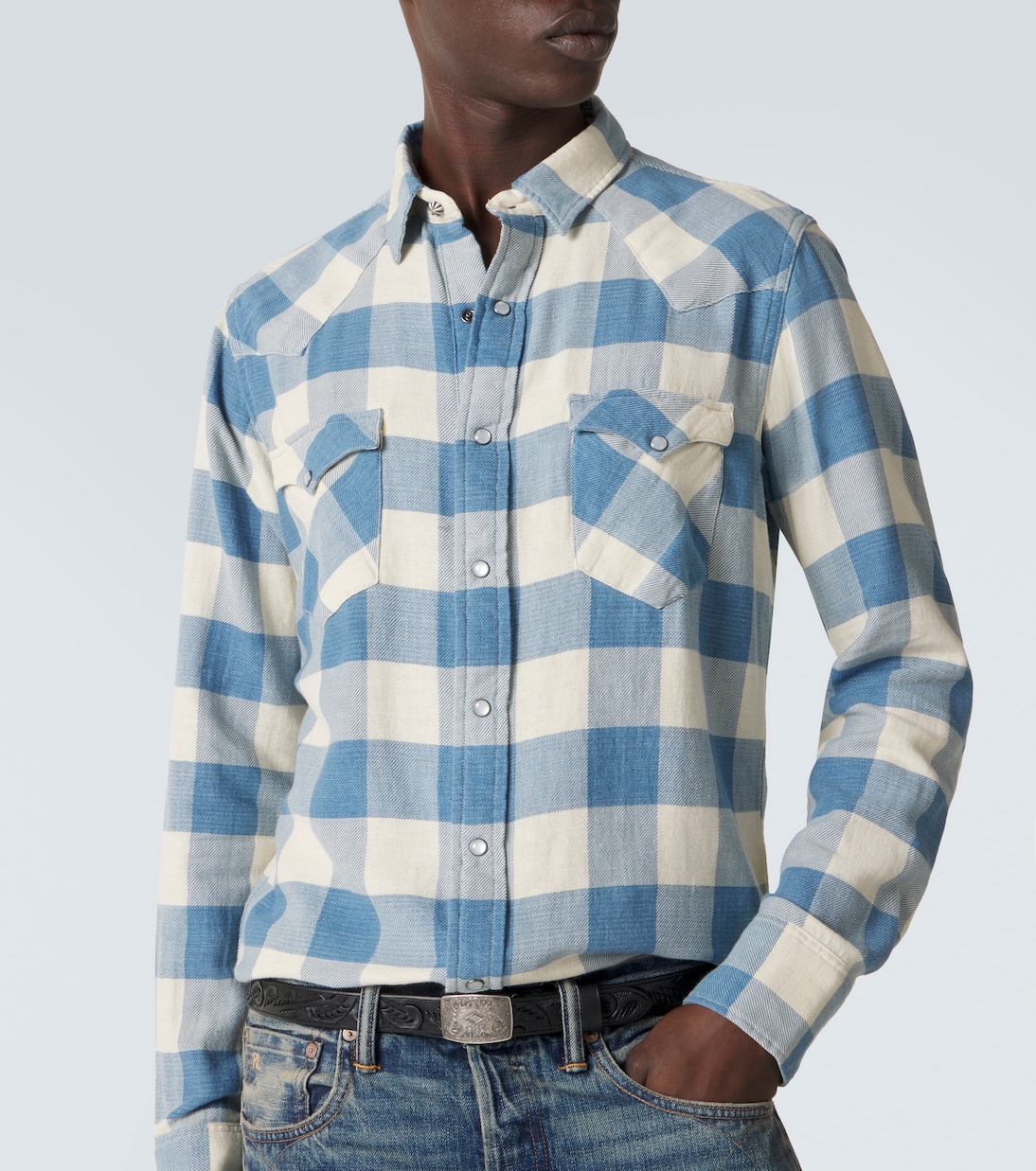 Buffalo checked cotton and linen shirt | RRL