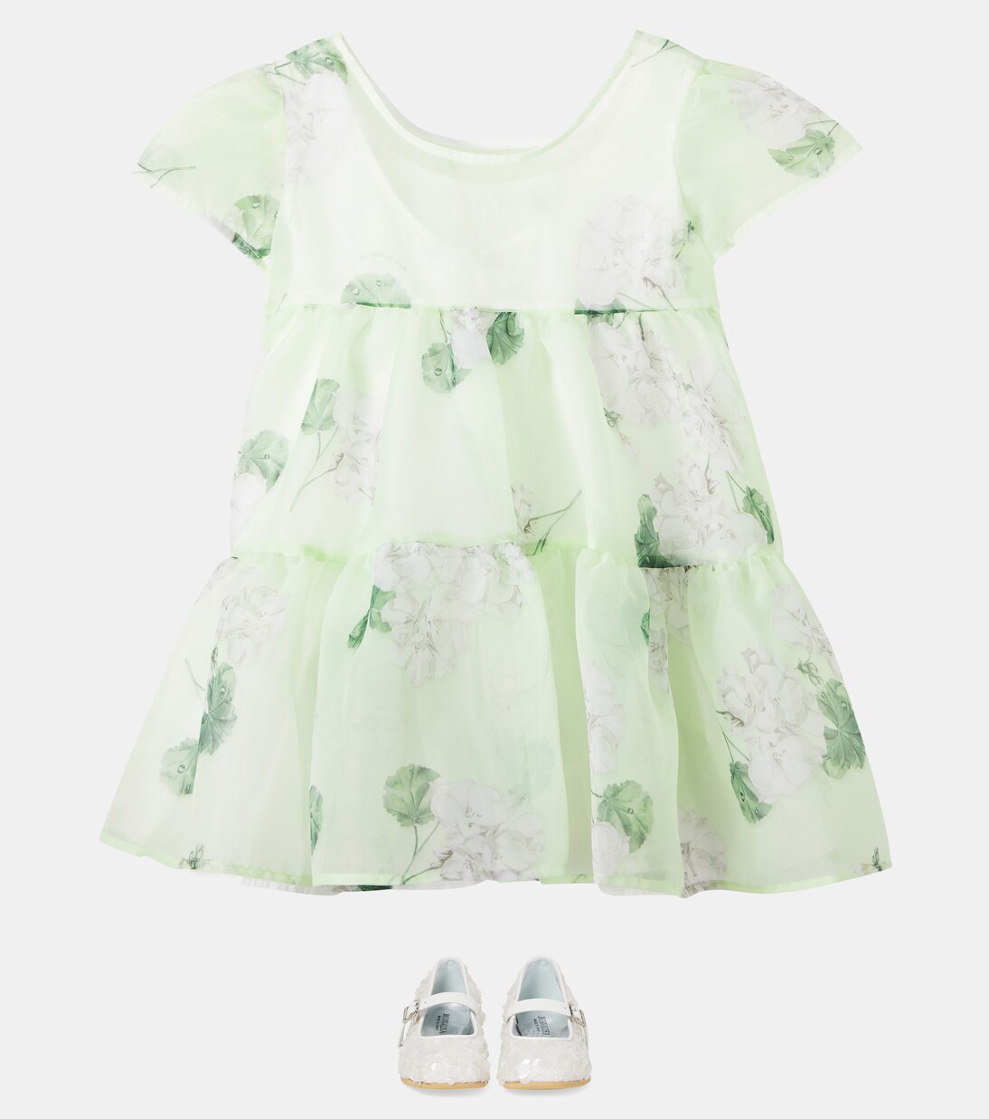 Floral tiered organza dress | Monnalisa