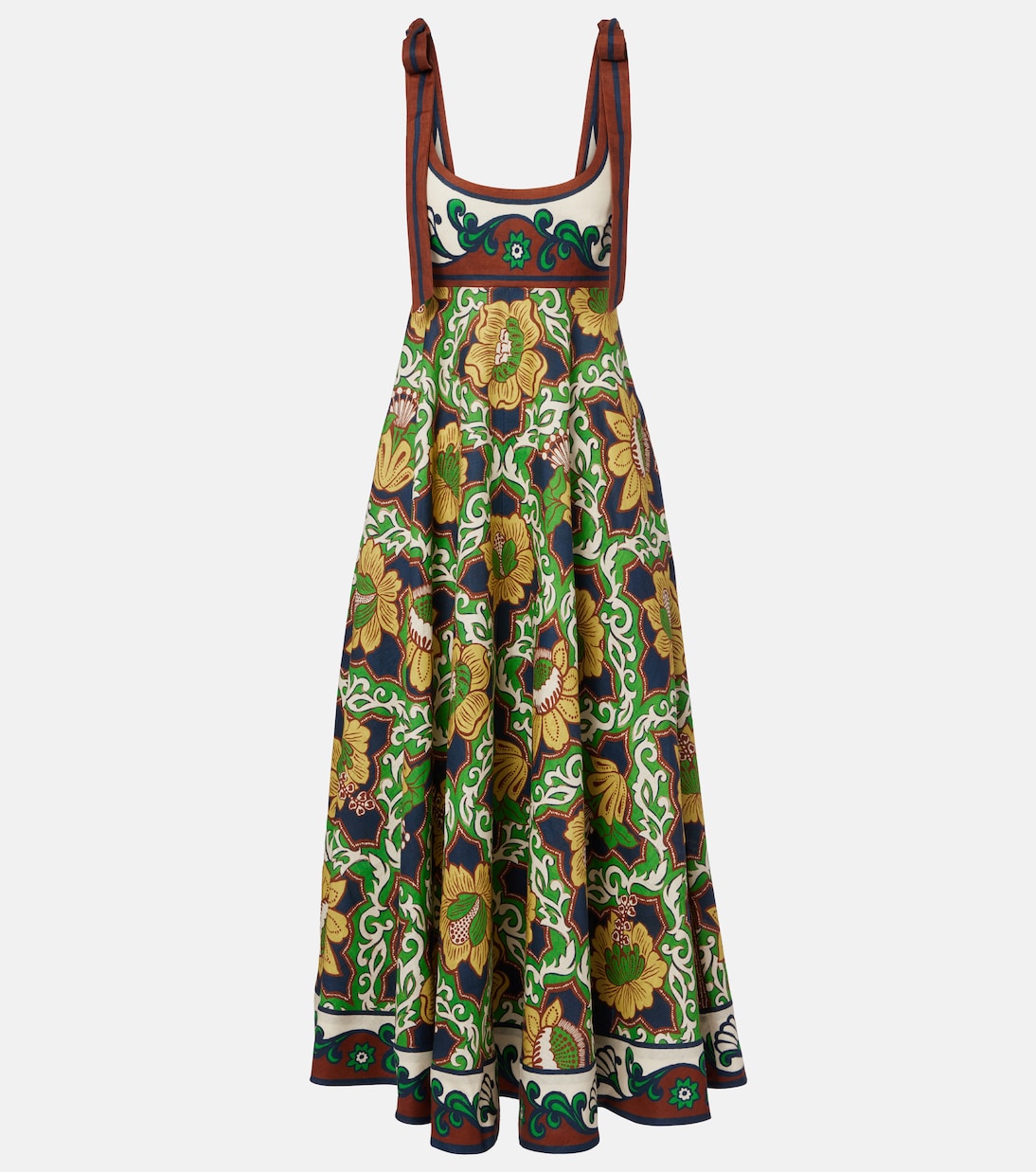 Liana Ballet printed linen midi dress | Alémais