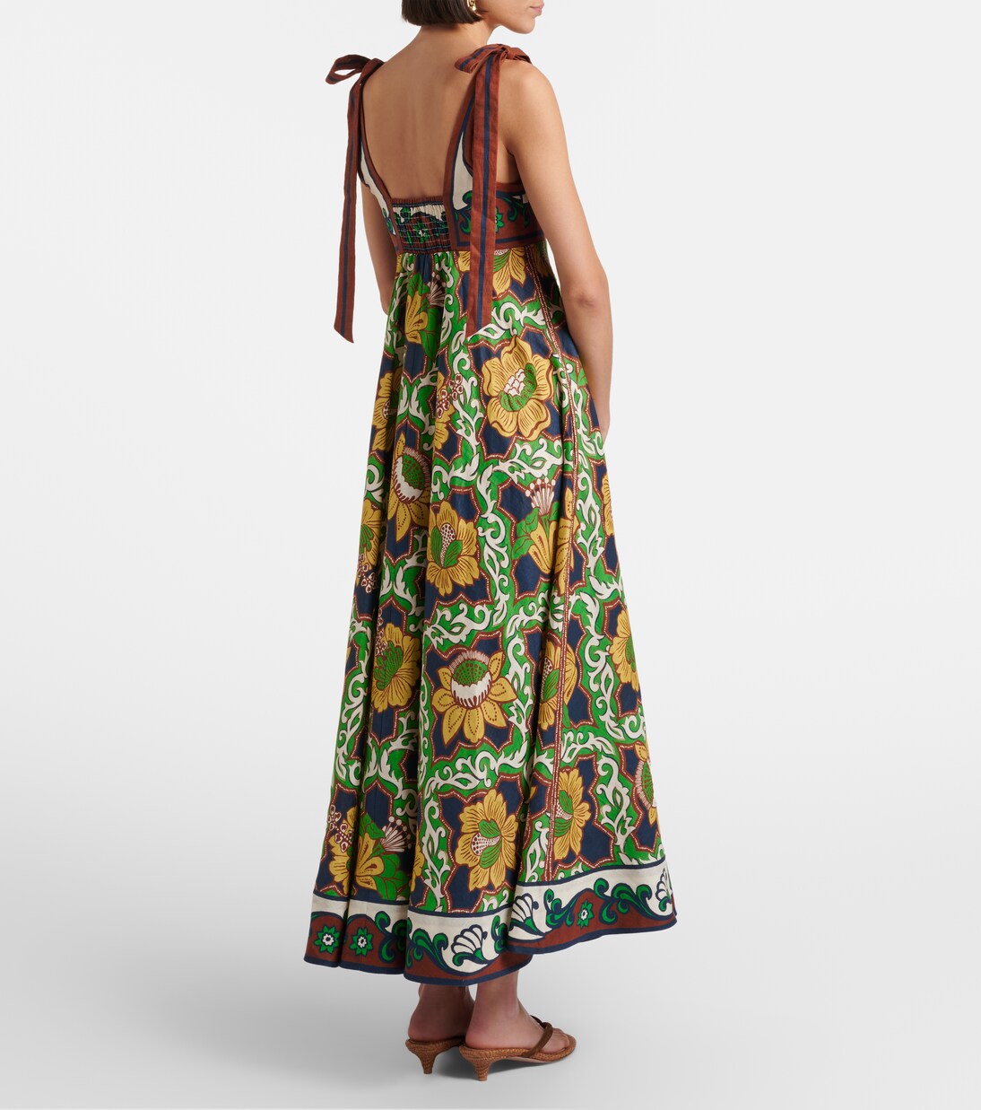 Liana Ballet printed linen midi dress | Alémais