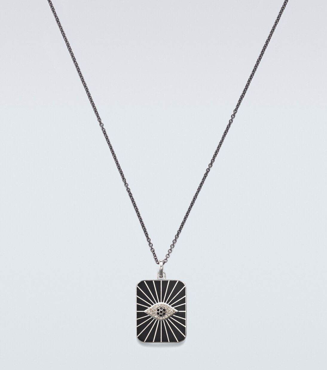 Evil Eye sterling silver (925/1000) pendant necklace with diamonds | Ileana Makri