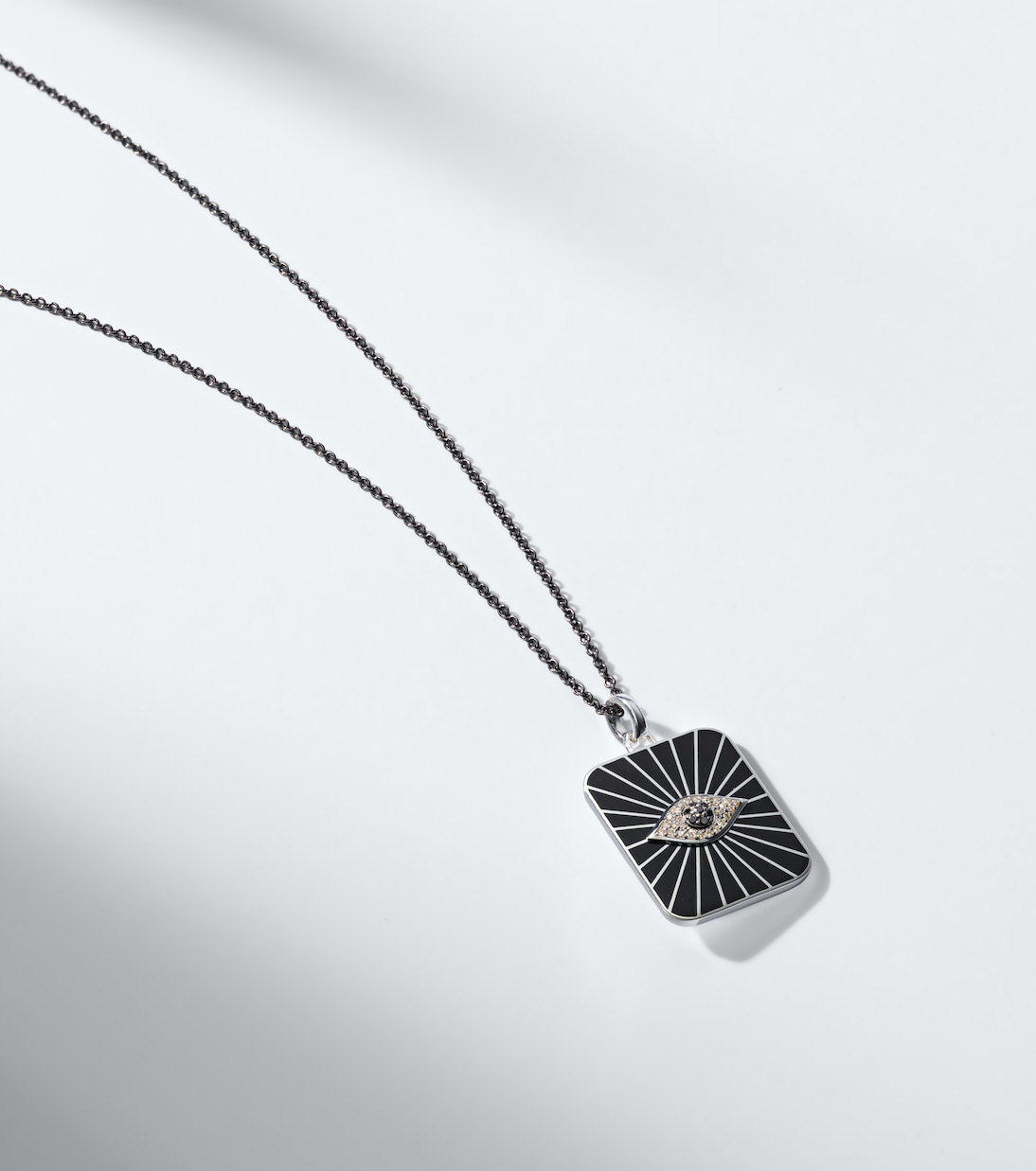 Evil Eye sterling silver (925/1000) pendant necklace with diamonds | Ileana Makri