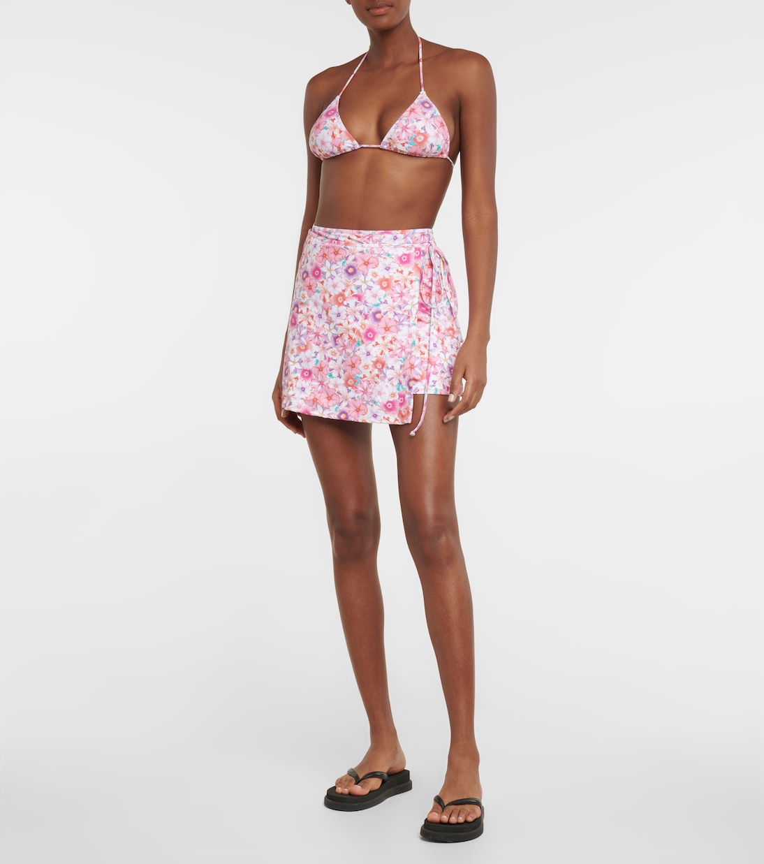 Floral high-rise wrap miniskirt | Reina Olga
