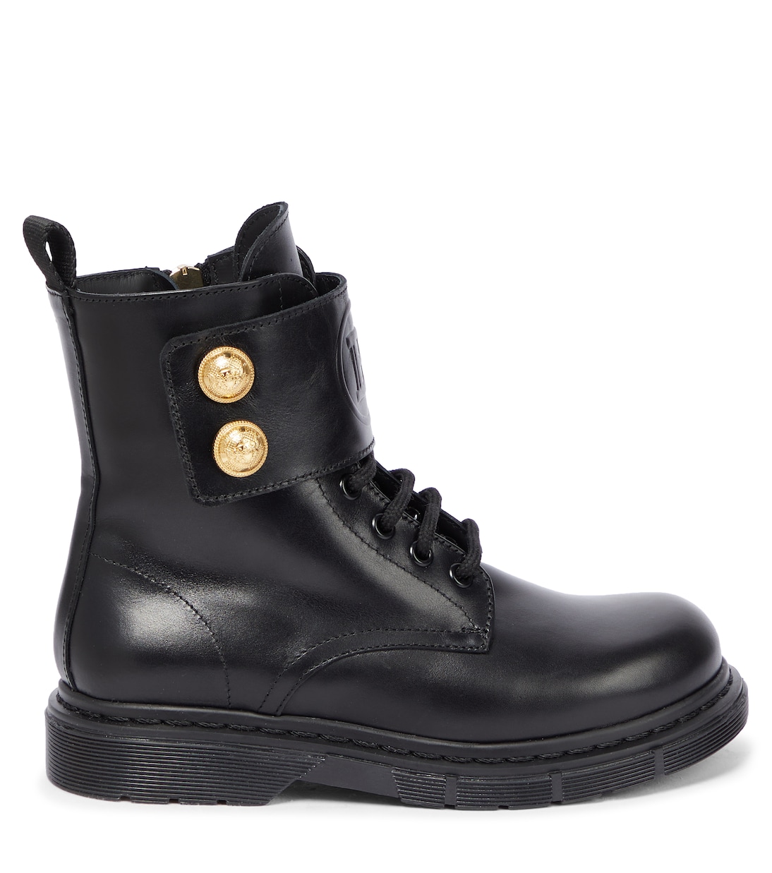 Logo leather ankle boots | Balmain Kids