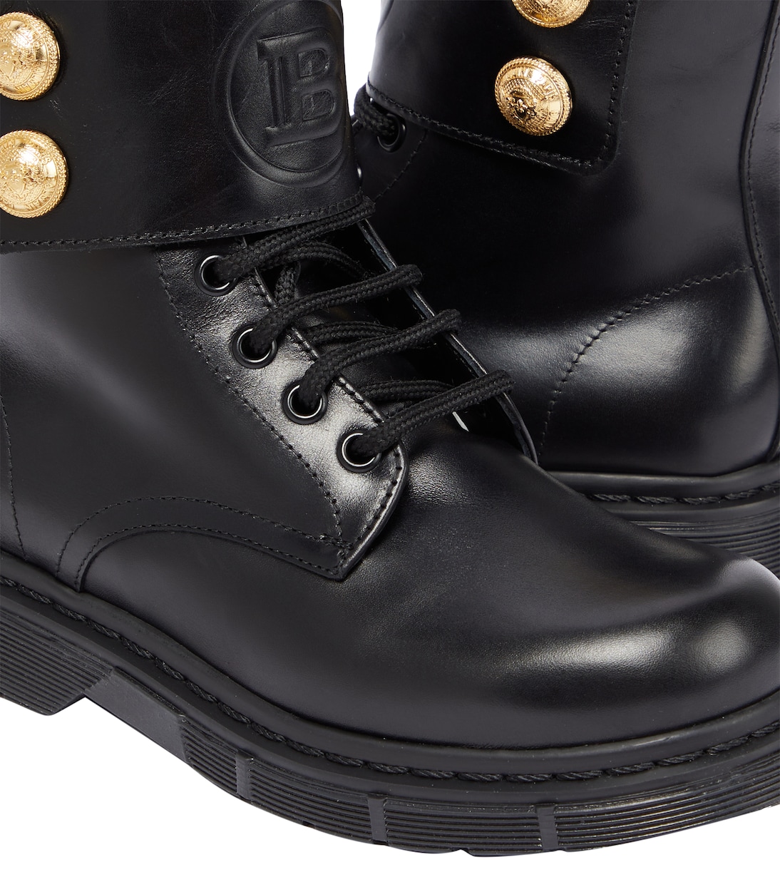 Logo leather ankle boots | Balmain Kids