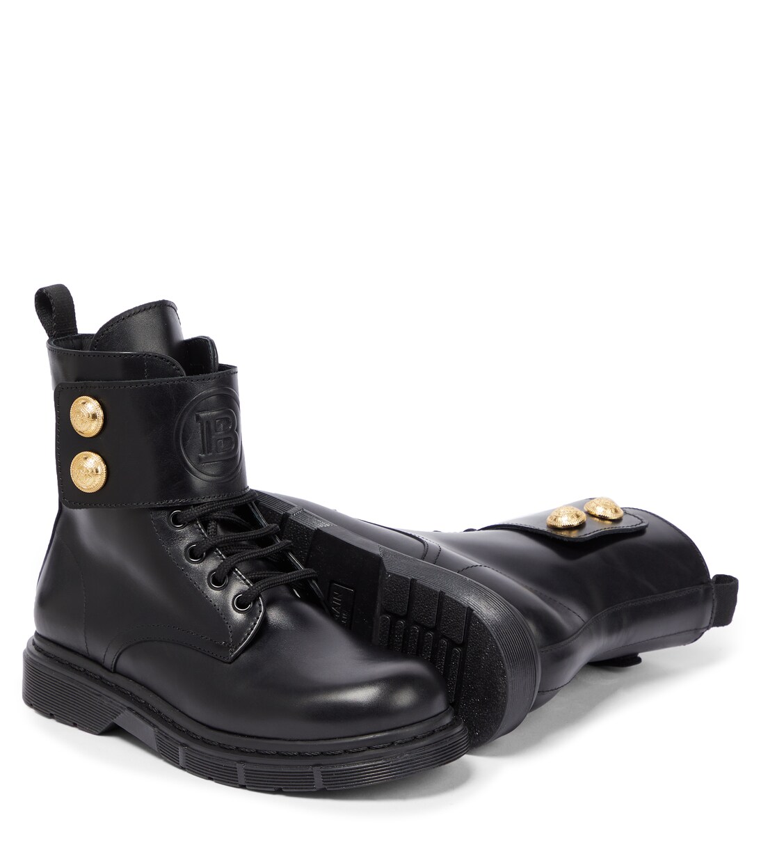 Logo leather ankle boots | Balmain Kids