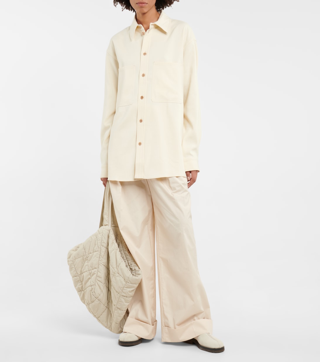 Chemise oversize en coton et laine mélangés | Lemaire