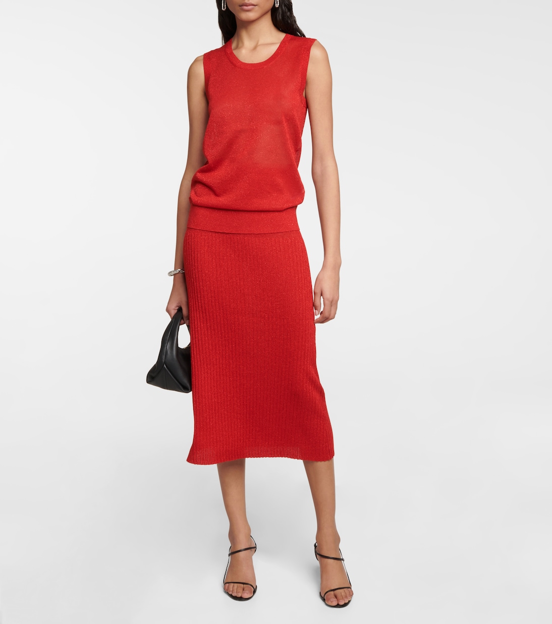Metallic knit midi skirt | Joseph