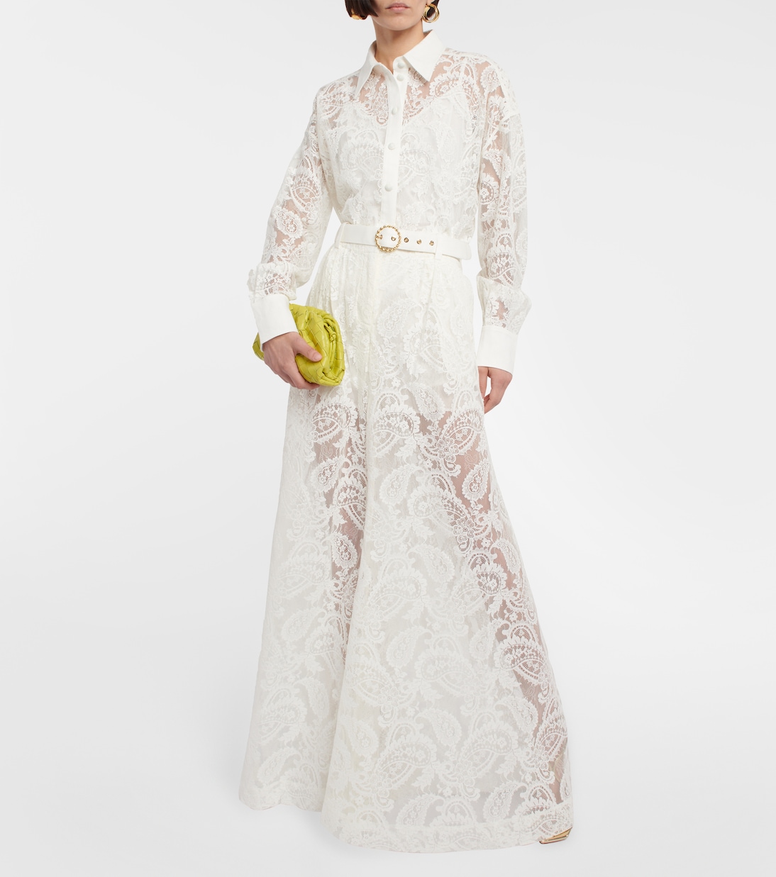 Pantalon ample à taille haute brodé en coton mélangé | Zimmermann
