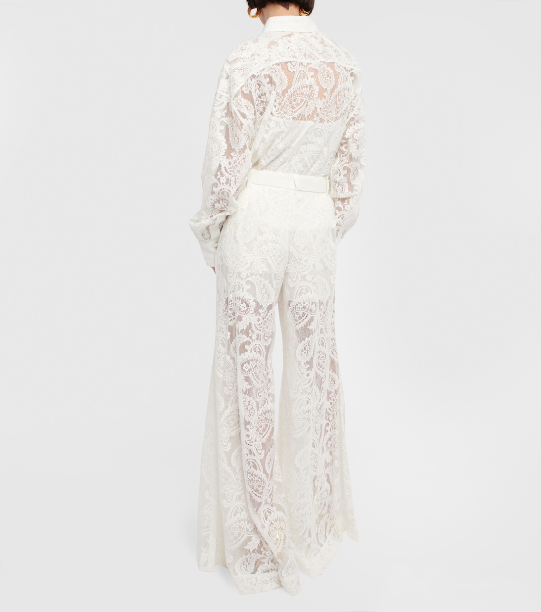 Pantalon ample à taille haute brodé en coton mélangé | Zimmermann