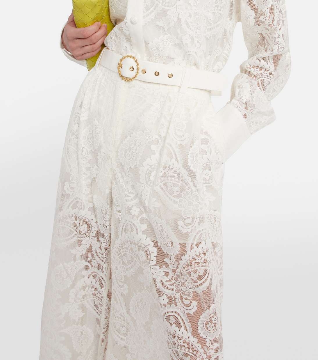 Pantalon ample à taille haute brodé en coton mélangé | Zimmermann