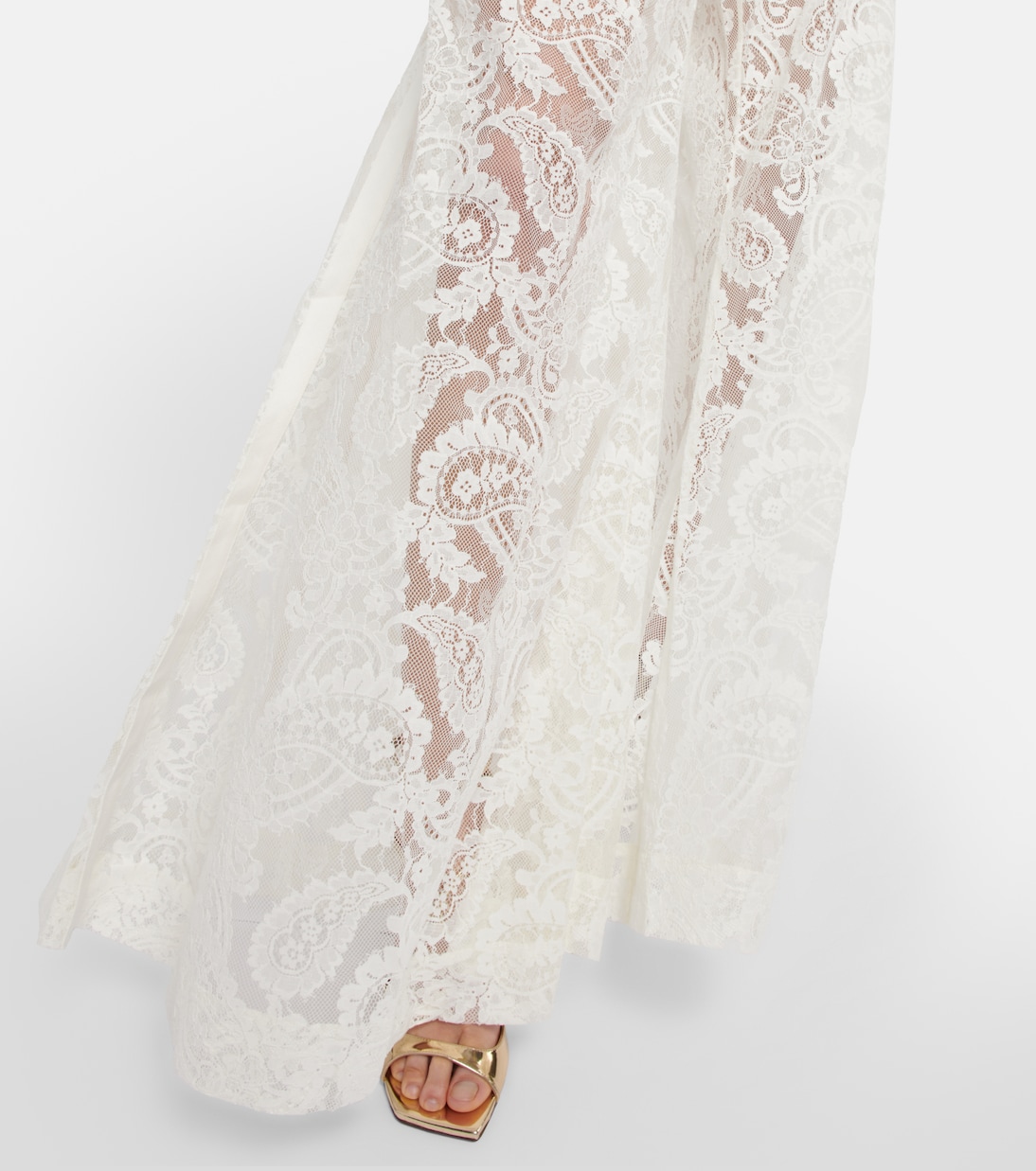 Pantalon ample à taille haute brodé en coton mélangé | Zimmermann