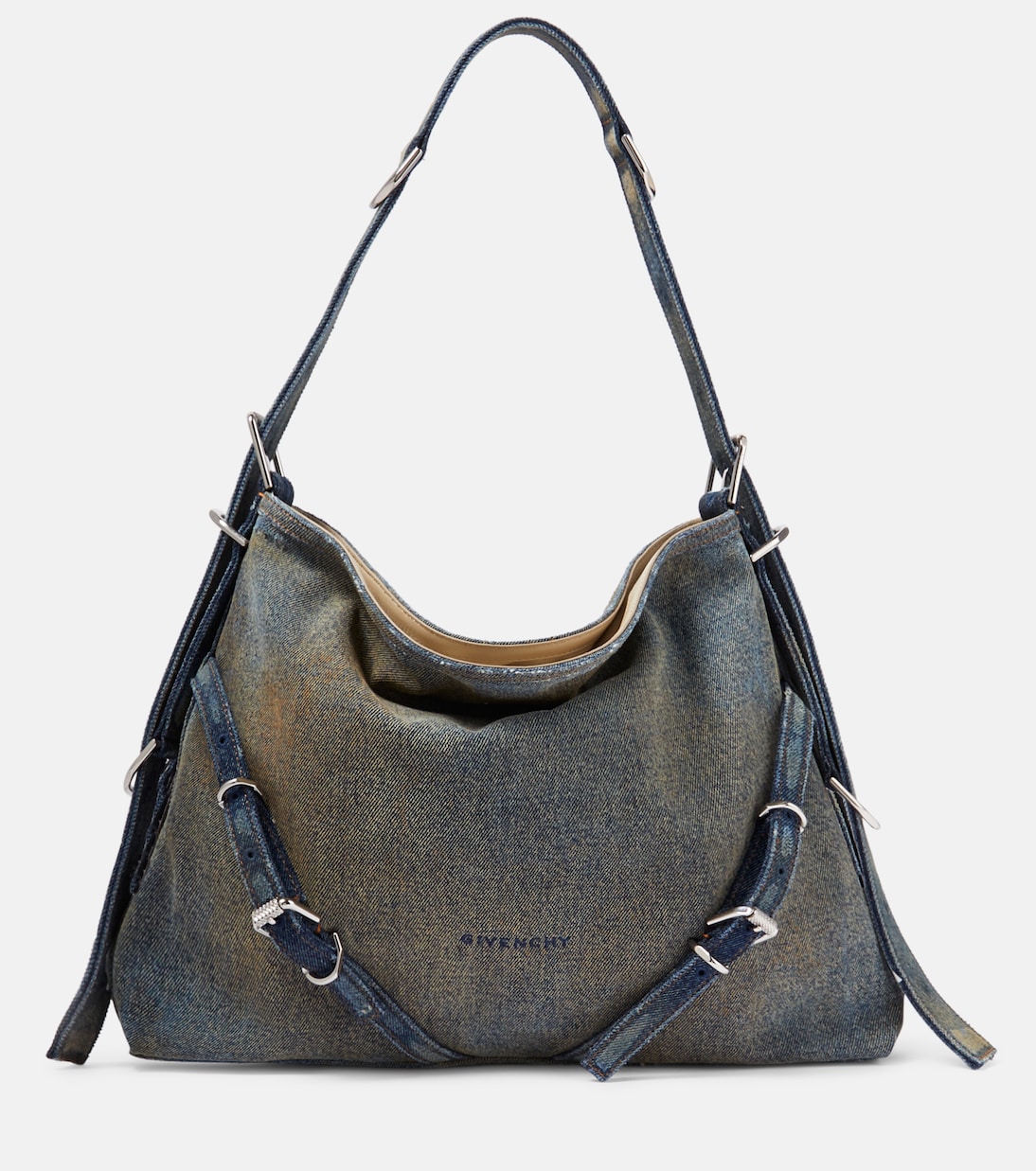 Borsa a spalla Voyou Medium in denim | Givenchy