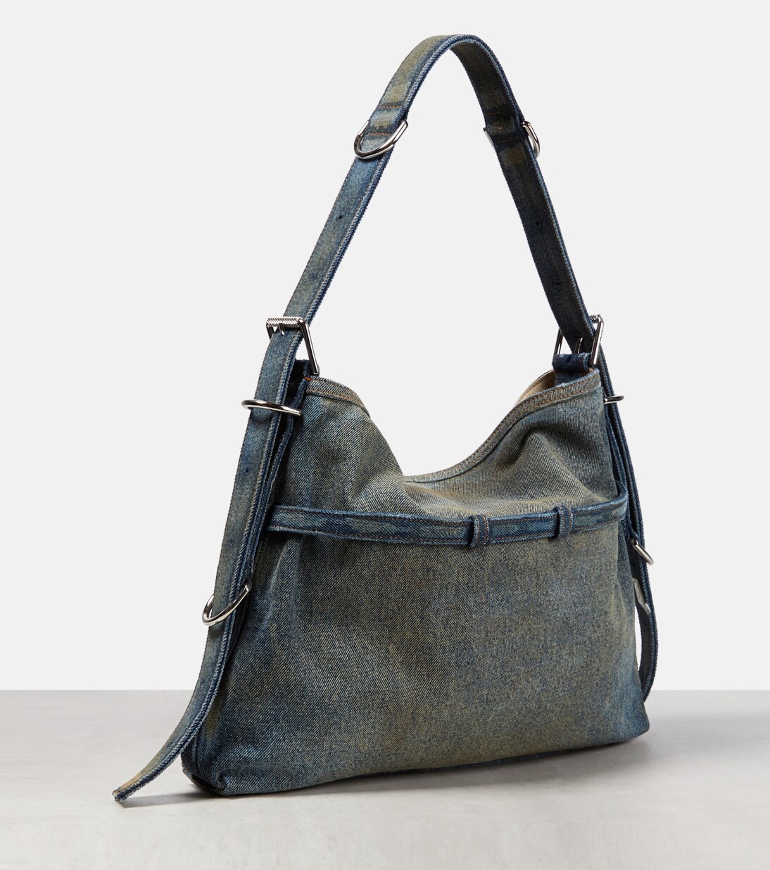 Borsa a spalla Voyou Medium in denim | Givenchy