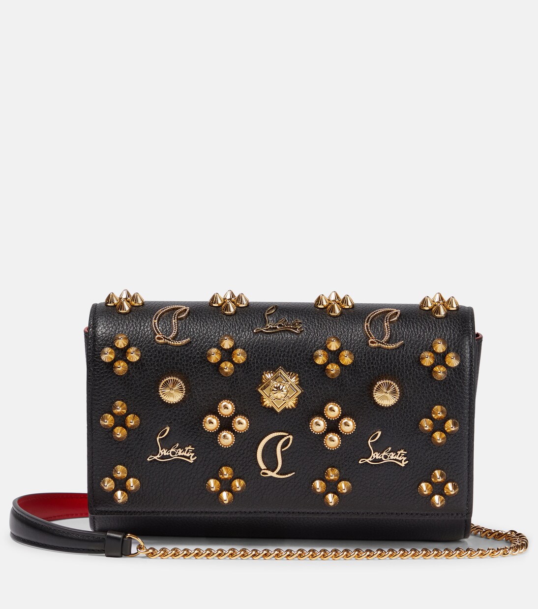 Paloma embellished leather clutch in black - Christian Louboutin 